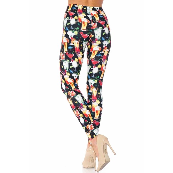 X-Plus Size Womens Creamy Soft Tropical Cocktails Leggings - Picture 6 of 6